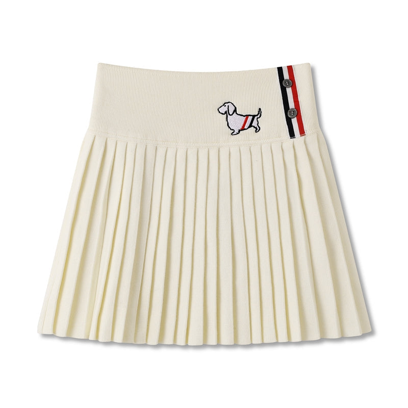 Women's Dog-Motif Knitted Pleated Skirt | Thom Browne