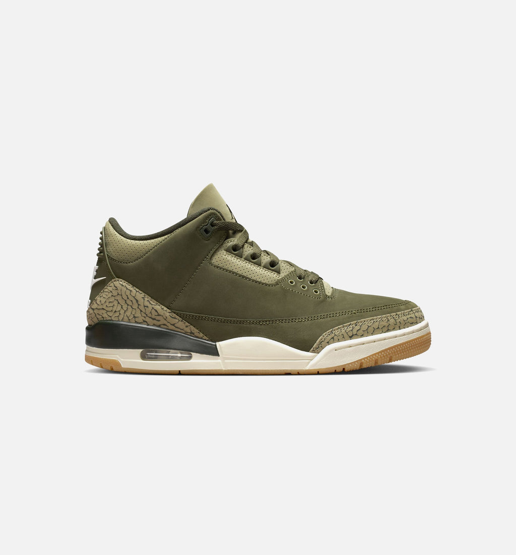 Air Jordan 3 Retro Medium Olive Men's Sneakers - Medium Olive / Light Olive / Sail / Dark Red