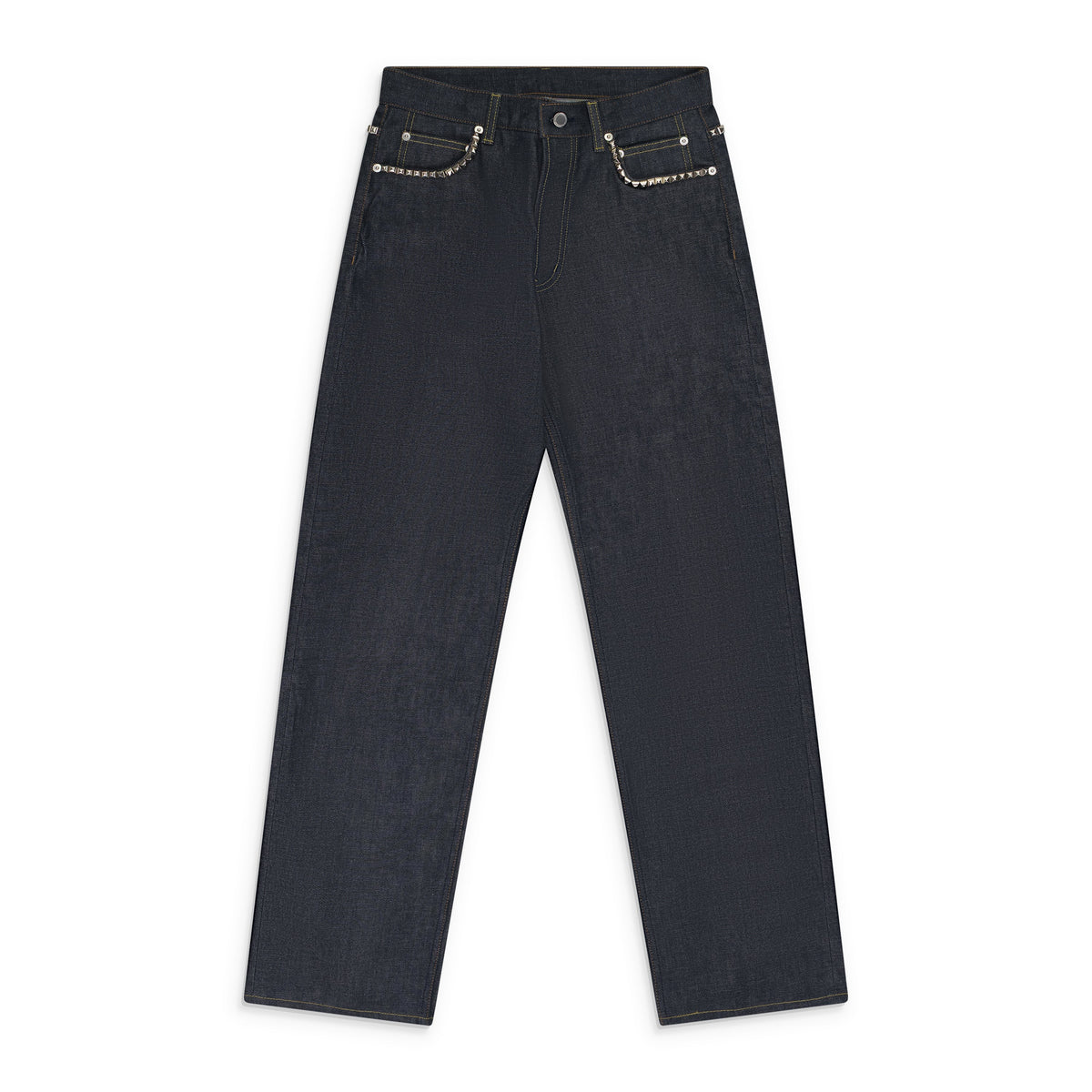 Blue Selvedge Baggy Jean.(Studs) Blue