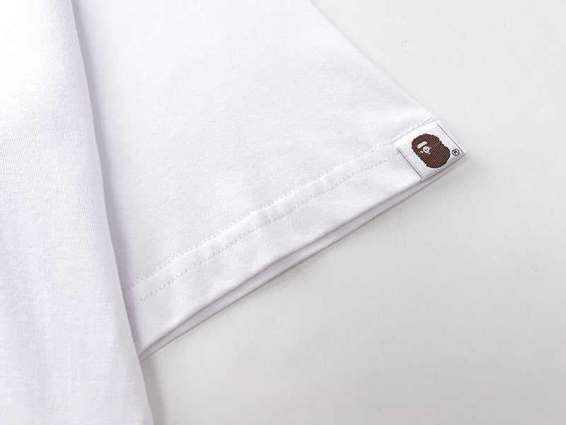 BAPE Red Plaid Side Ape Head Men's T-Shirt - White