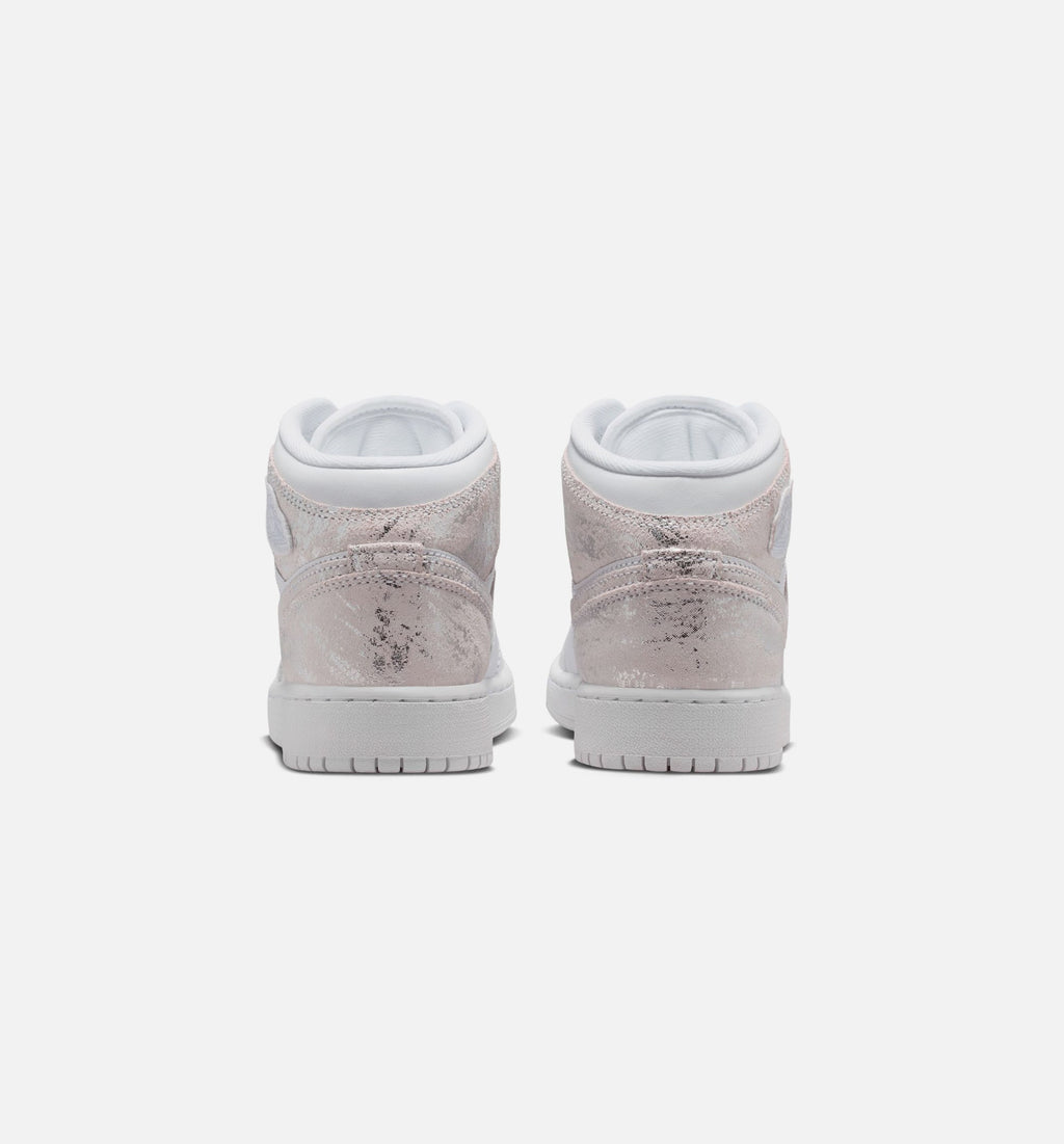 Air Jordan 1 Mid SE “White Field Silver” Grade School Lifestyle Shoes