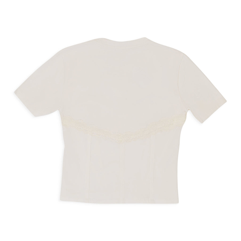 LACE TRIM BUSTIER WHITE T-SHIRT