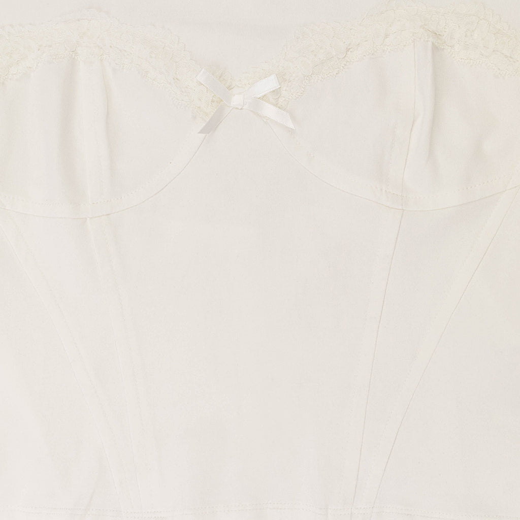 LACE TRIM BUSTIER WHITE T-SHIRT