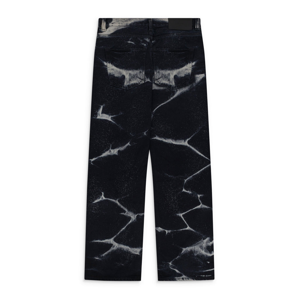 Black Marble Coated Baggy Fit Jeans
