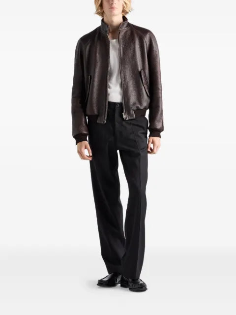 Prada leather bomber jacket
