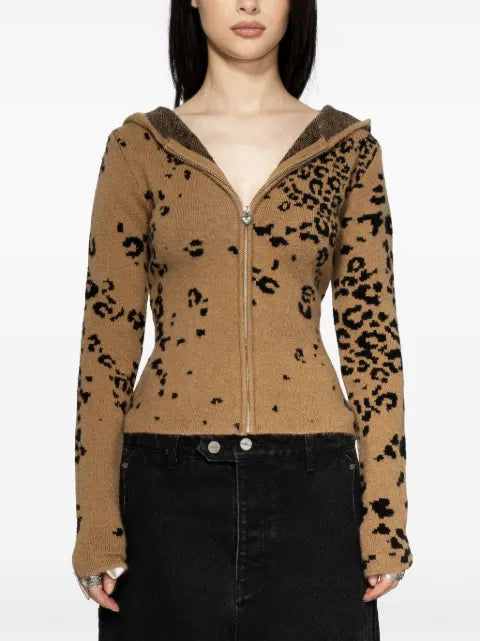 Protémoa cheetah-print zip-up hoodie