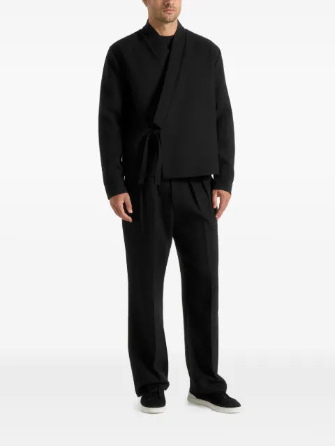 Manière De Voir Robin in black textured kimono wrap jacket