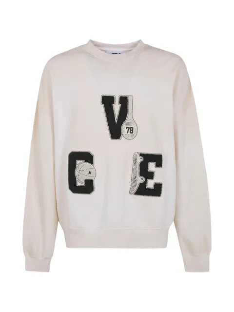 Golden Goose star unisex cotton sweatshirt in vintage white with VCE embroidered patches