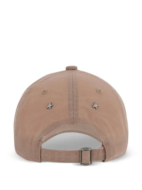 Golden Goose beige distressed baseball cap with burgundy 78 patch