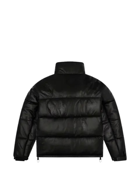 Denim Tears embossed-wreath leather puffer jacket