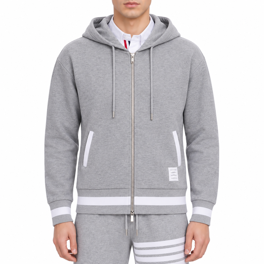 4 - Bar Athletic Hoodie - Premium Sports Zip - Up Sweatshirt | Thom Browne