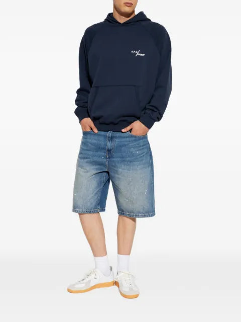 A.P.C. logo-print raglan-sleeve hoodie