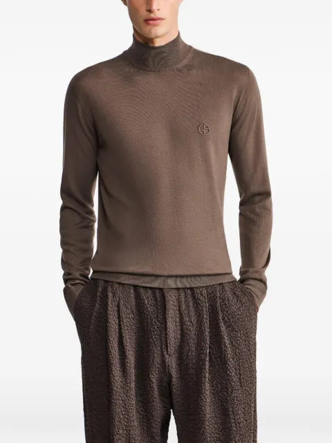 Giorgio Armani logo-embroidered high-neck sweater
