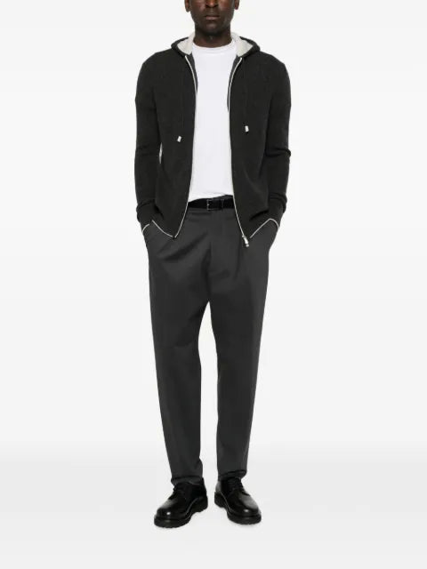 Eleventy ribbed-knit zip-up hoodie