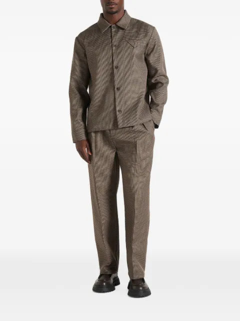 Manière De Voir Leo houndstooth overshirt in brown
