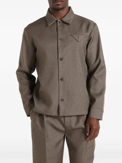 Manière De Voir Leo houndstooth overshirt in brown