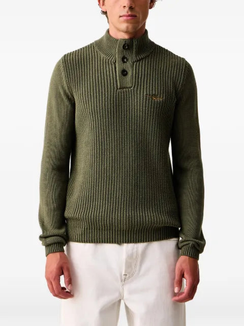 Aeronautica Militare ribbed-knit button-up sweater
