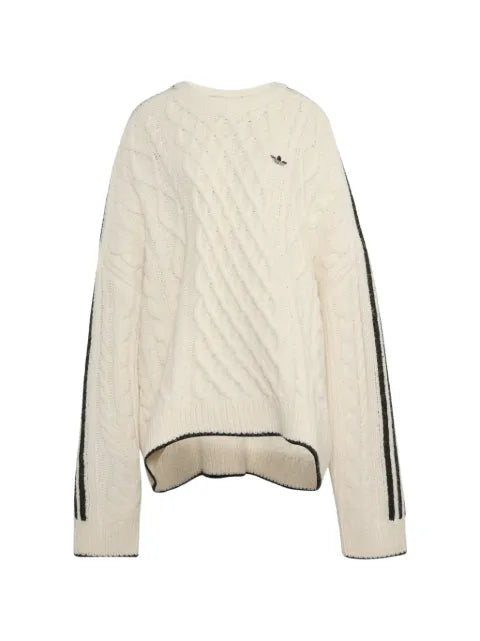 adidas cable-knit side-stripe sweater