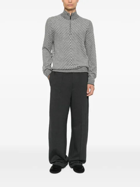 Emporio Armani chevron-knit half-zip pullover