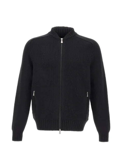 Gran Sasso band-collar zip-up cardigan