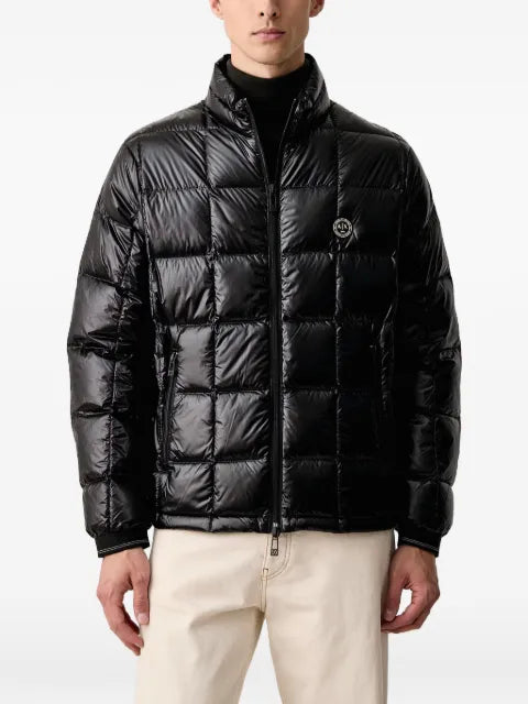 Armani Exchange quilted logo-patch jacket