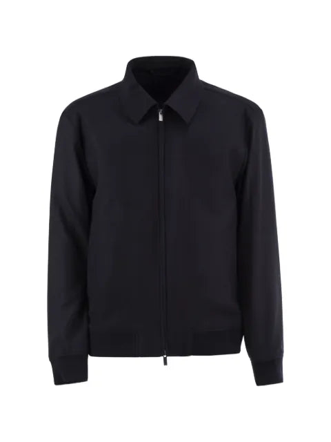 BOSS slim-fit zip-up jacket in virgin wool flannel