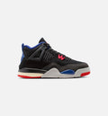 Air Jordan 4 Retro Rare Air Preschool Lifestyle Shoes - Black/Fire Red/Deep Royal Blue