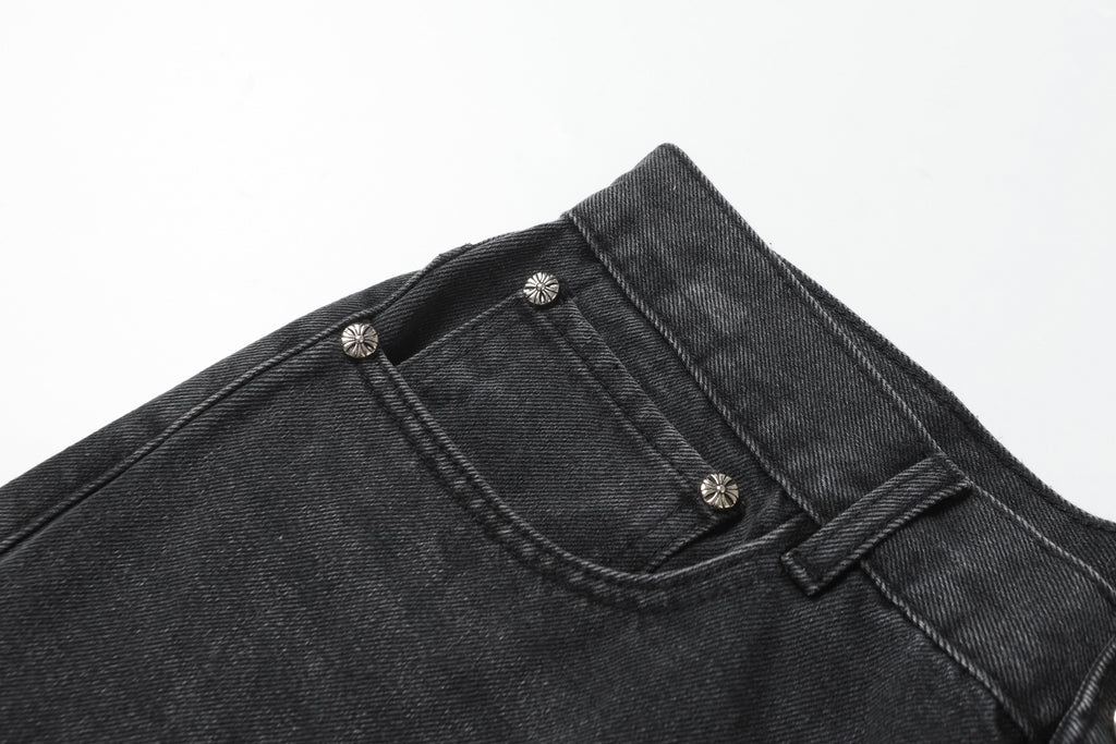 Chrome Hearts Black Cross Patch Grey Jeans