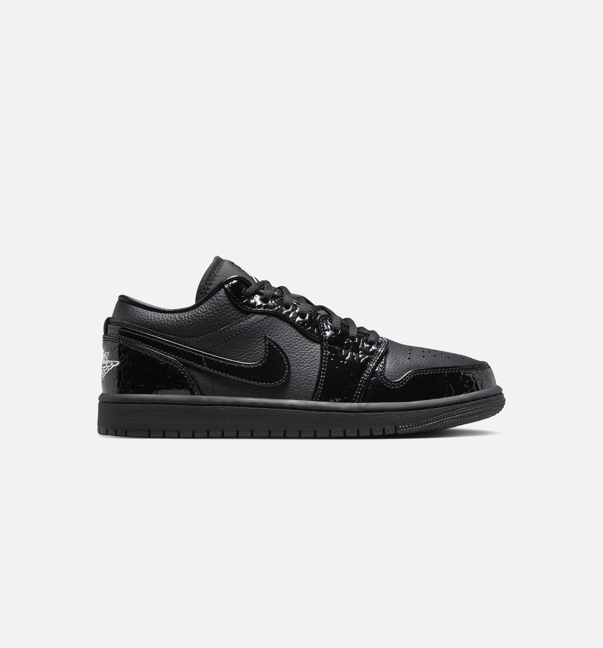 Air Jordan 1 Low Patent Elephant Women's Lifestyle Shoe - Black/White/Metallic Silver