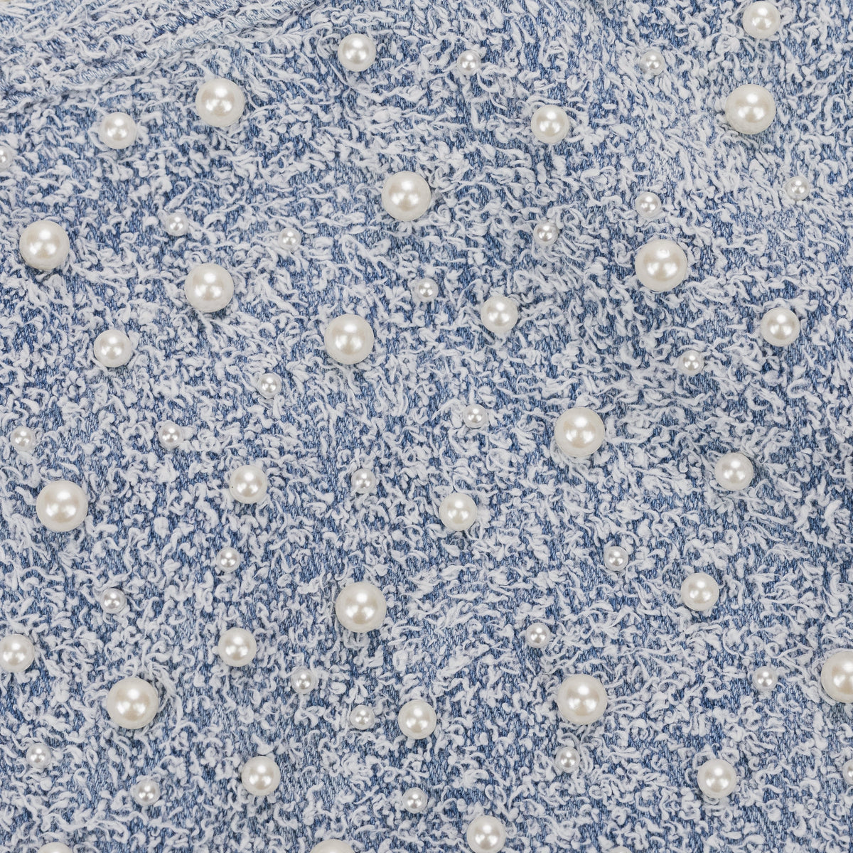 Light Indigo Cropped Textured Pearl Jacket