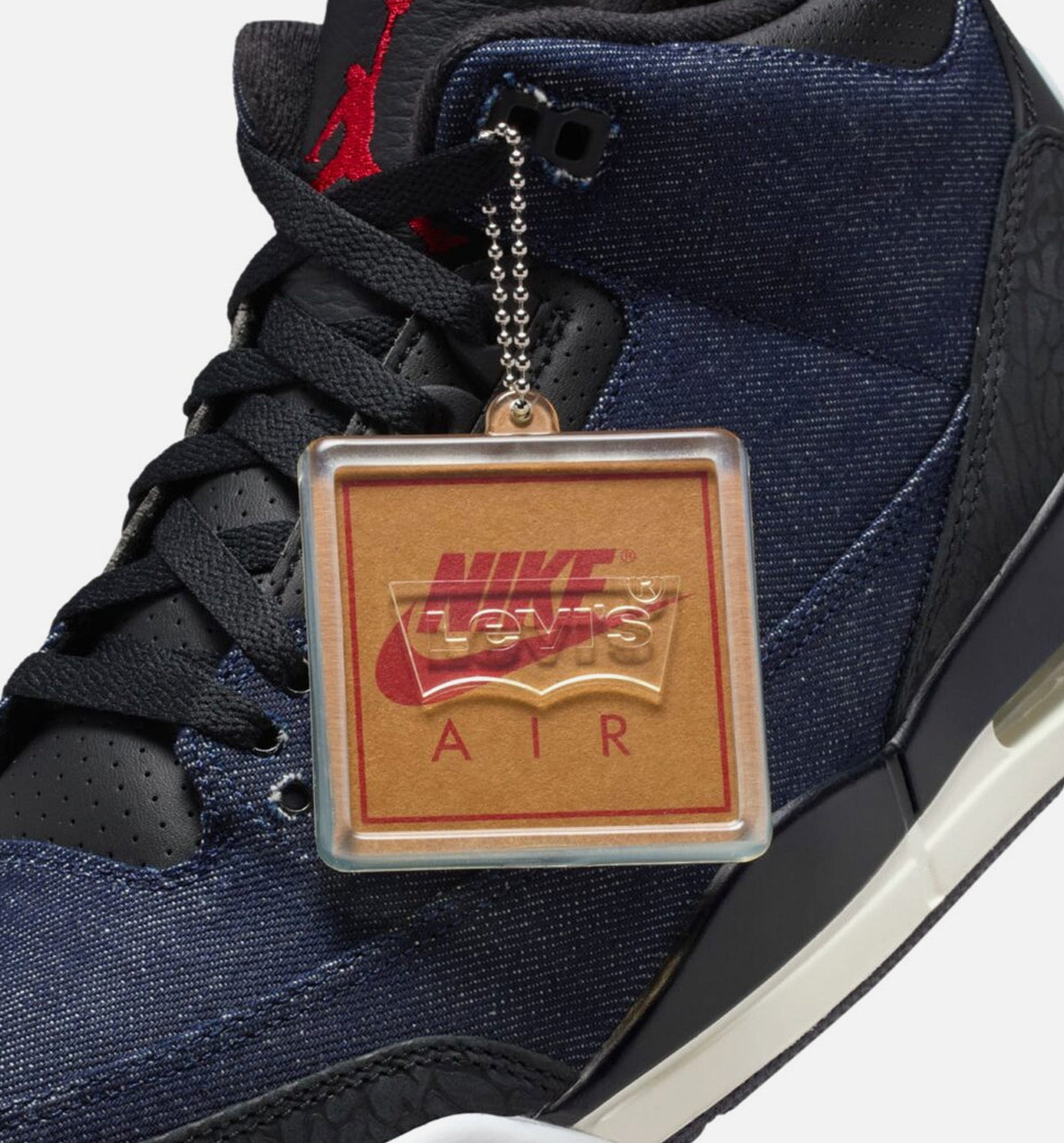 Air Jordan 3 x Levi's Indigo and Gym Red | Men's Lifestyle Shoe | Denim Blue/Black/Sail