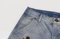 Distressed Cross Patch Denim Shorts