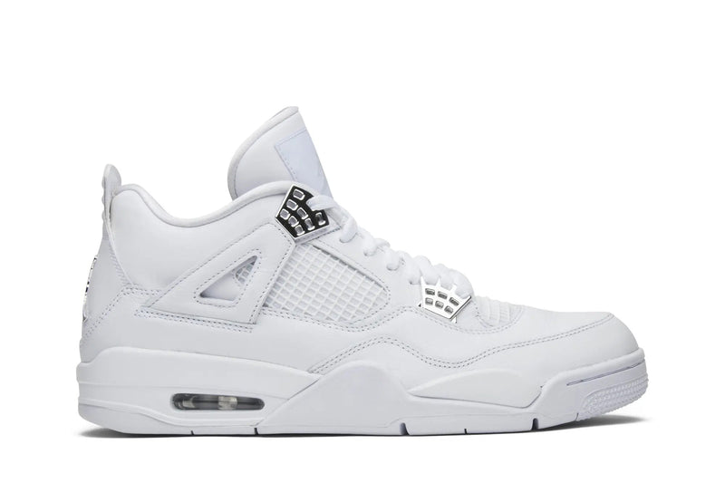 Air Jordan 4 Retro 'Pure Money' 2017 – All-White Premium Sneaker with Metallic Silver Accents