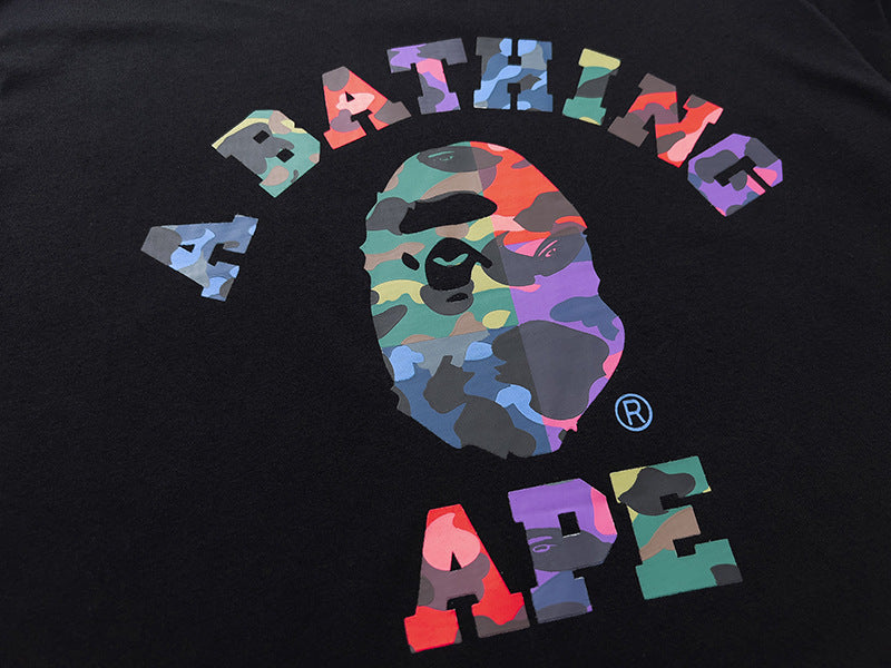 BAPE Multicolor Camo College Back Print Men's T-Shirt - White