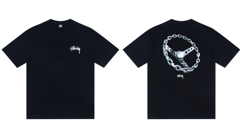 Stussy Chain Steering Wheel Front And Back Graphic Short Sleeve Tee