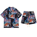 Rhude T-shirt Racing Letter Logo Casual Short Sleeve Shirt, Shorts