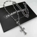 chrome hearts 22k gold S925 silver cross flower necklace
