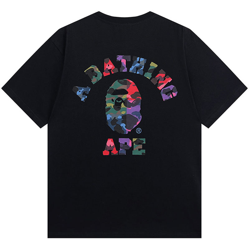 BAPE Multicolor Camo College Back Print Men's T-Shirt - White