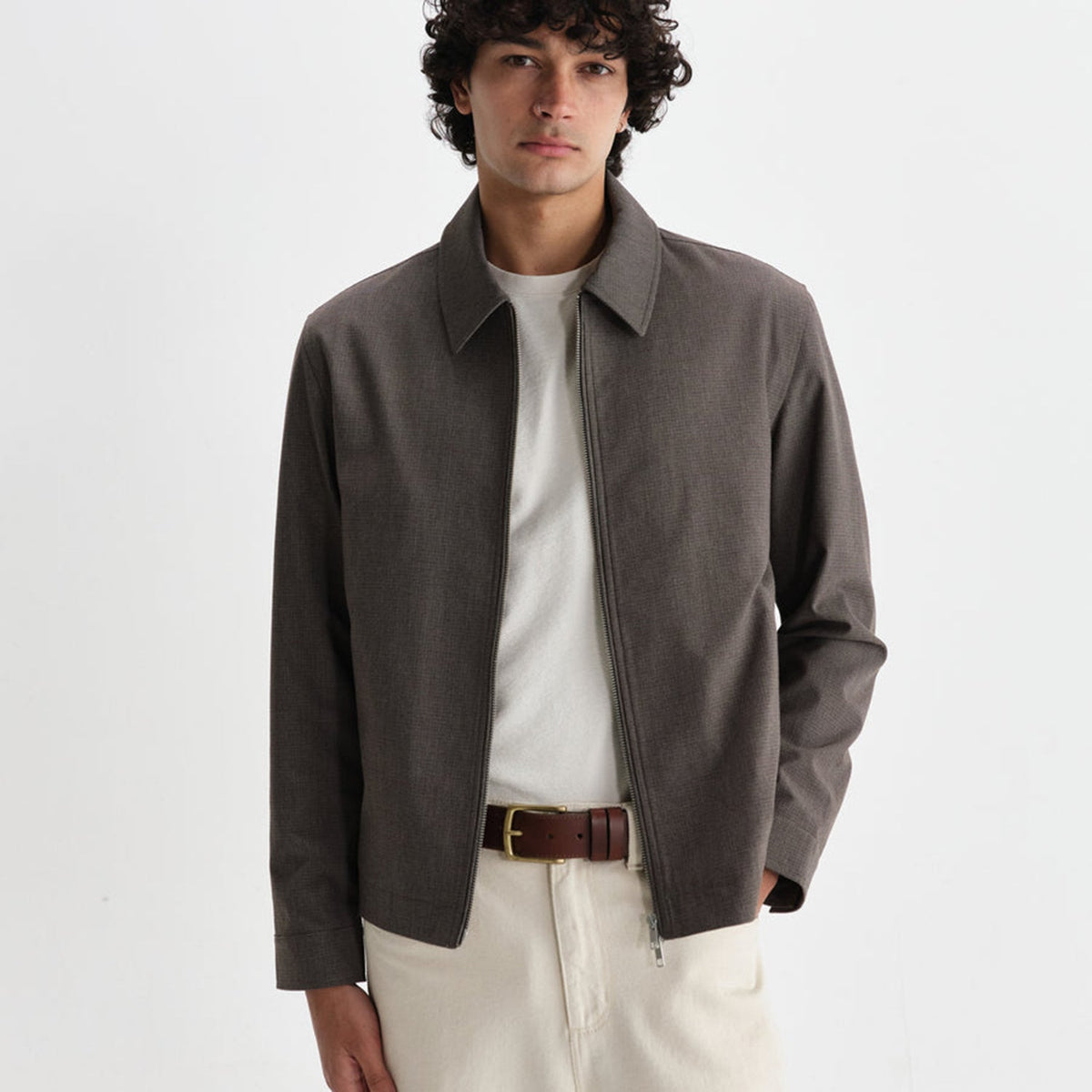 Wax London Eldon Micro Puppytooth Jacket: Brown