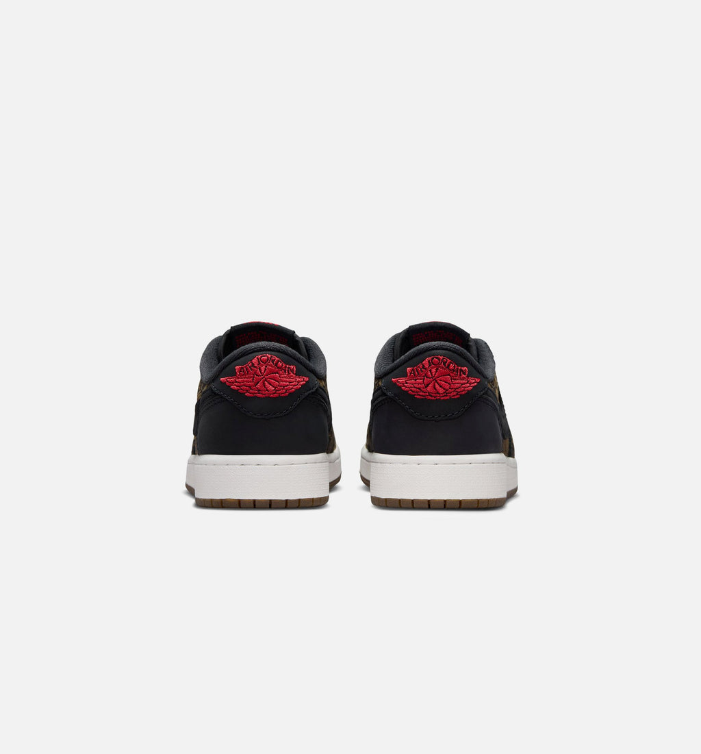Air Jordan 1 Retro Low OG Laser Black And Varsity Red Grade School Shoes - Black Varsity Red White
