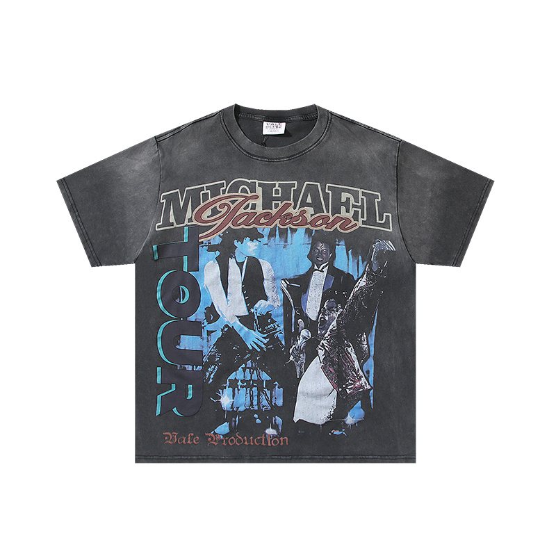 VALE USA Washed Michael Jackson Graphic T-Shirt