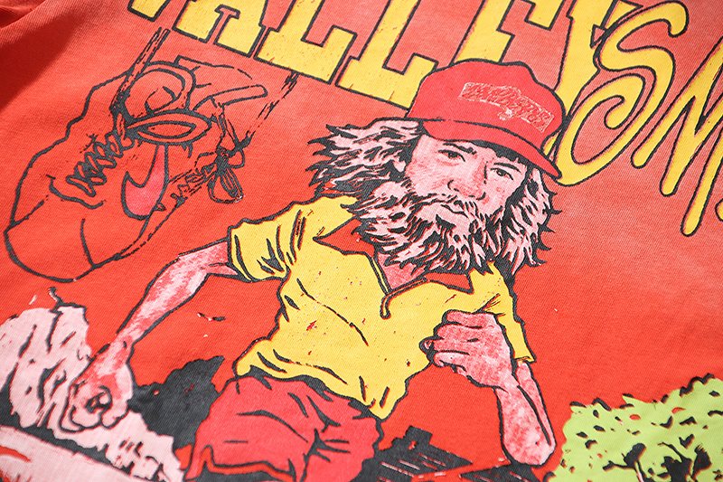 VALE USA Washed Red Graphic T-Shirt