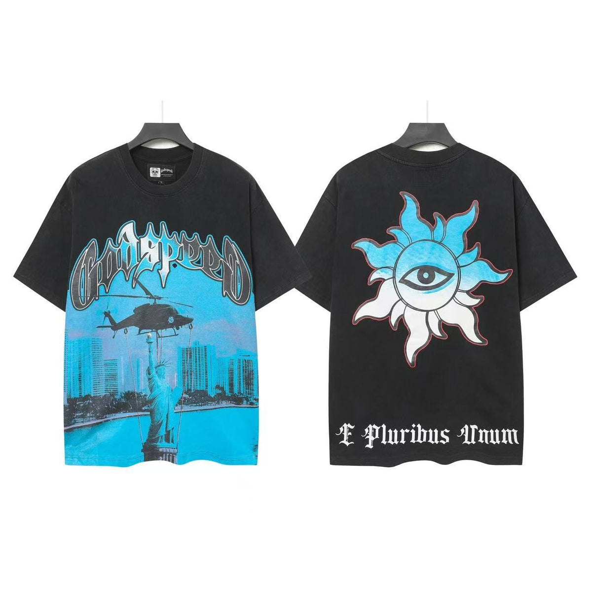 Godspeed Blue City Helicopter Sun-Eye Graphic T-Shirt