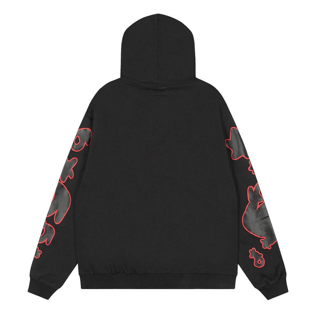Sp5der Black Red Outline Star Graphic Hoodie