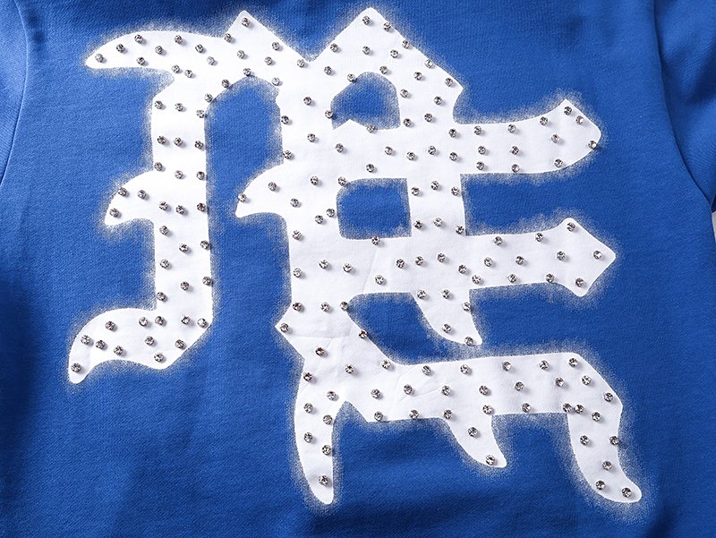 MIXED EMOTION Blue Rhinestone Zip Hoodie