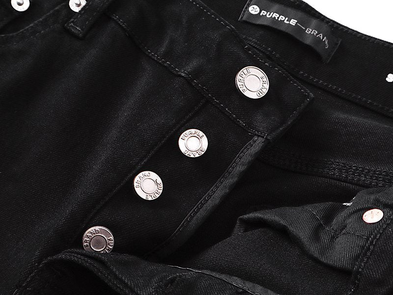 Purple Brand Black Rhinestone Denim Shorts
