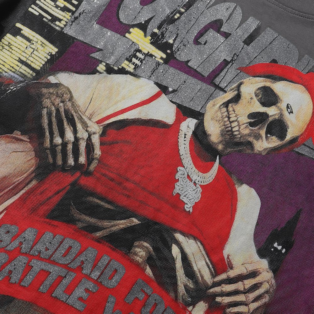 Rough Play Thug Life Skeleton Graphic Long-Sleeve T-Shirt