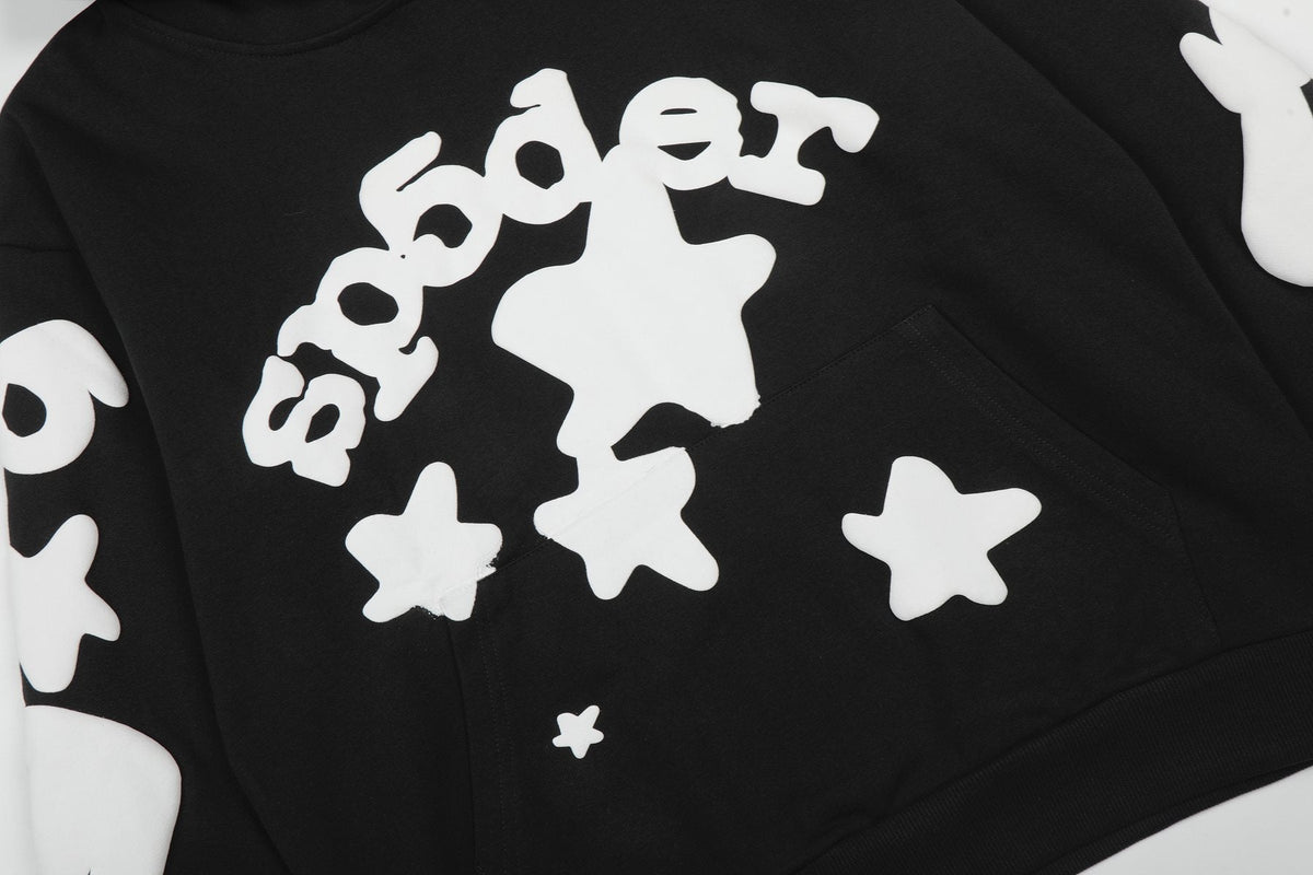 Sp5der Black Graphic Hoodie & Jogger Matching Set