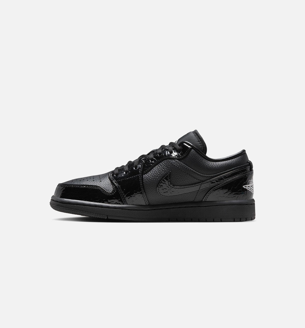 Air Jordan 1 Low Patent Elephant Women's Shoes - Black/White/Silver