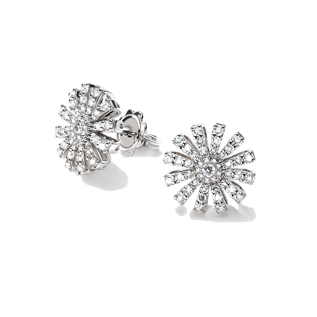 Damiani Style Floral Cubic Zirconia 18K Gold-Plated Earrings